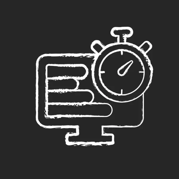 Time Tracker Chalk White Icon Dark Background Performance Assessment Project — Stock Vector