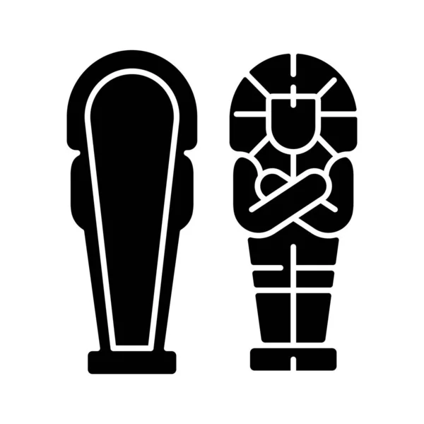 Sarcophage Égyptien Icône Glyphe Noir Logement Éternel Pour Personne Décédée — Image vectorielle