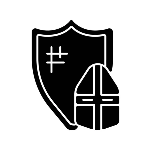 Черный Символ Рыцарской Брони Средневековый Рыцарский Костюм Средневековье Шлем Щит — стоковый вектор