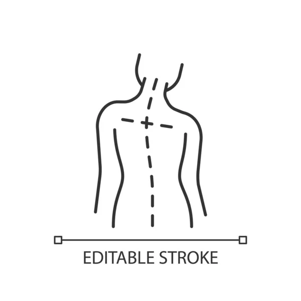 Icône Linéaire Aux Épaules Inégales Changement Posture Difficulté Marcher Alignement — Image vectorielle