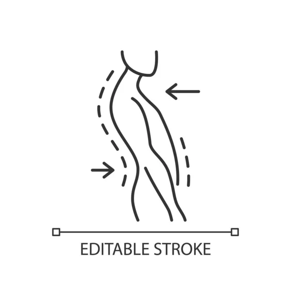 Линейный Значок Позы Отклонения Синдром Кривизны Позвоночника Плохая Осанка Постуральная — стоковый вектор
