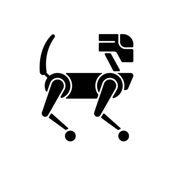 Ζώο Σαν Ρομπότ Μαύρο Ανάγλυφο Εικονίδιο Σκύλος Σάιμποργκ Μηχανικό Κατοικίδιο — Διανυσματικό Αρχείο