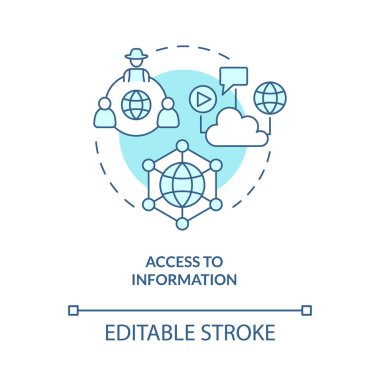 Bilgi turkuaz konsept simgesine erişim. Enerji hizmetlerinin faydaları soyut fikir ince çizgi çizimi. İzole bir taslak çizim. Düzenlenebilir felç. Kullanılan Roboto-Orta, Myriad Pro-Kalın yazı tipleri