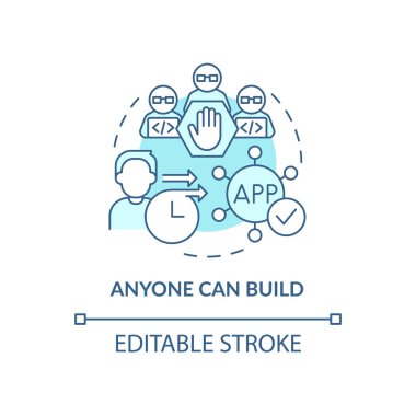 Herkes turkuaz konsept ikonu yapabilir. Engelleme teknolojisi özelliği. Web 3-0 soyut fikir ince çizgi çizimi. İzole bir taslak çizim. Düzenlenebilir felç. Arial, Myriad Pro-Kalın yazı tipleri