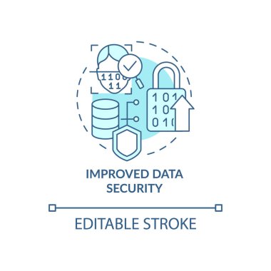 Gelişmiş veri güvenliği turkuaz konsept simgesi. Siber güvenlik ihlali. Web 3-0 soyut fikir ince çizgi çizimi. İzole bir taslak çizim. Düzenlenebilir felç. Arial, Myriad Pro-Kalın yazı tipleri
