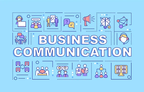 Geschäftskommunikation Word Konzepte Blue Banner Arbeitsbeziehungen Infografiken Mit Linearen Symbolen — Stockvektor