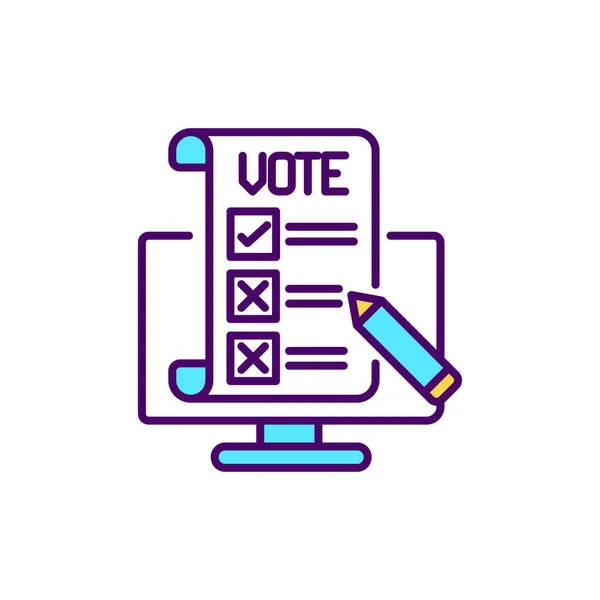 Voto Online Icona Colori Rgb Partecipazione Civica Tramite Internet Voto — Vettoriale Stock