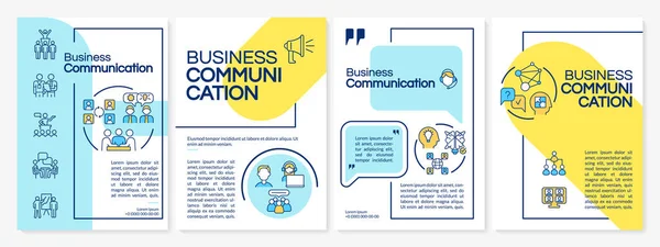 Iletişim Yetenekleri Mavi Sarı Broşür Doğrusal Simgeli Kitapçık Baskı Tasarımı — Stok Vektör