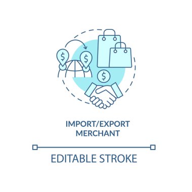 Turkuaz konsept ikonu ithal ve ihraç et. İş türleri soyut fikir ince çizgi çizimi. İzole bir taslak çizim. Düzenlenebilir felç. Arial, Myriad Pro-Kalın yazı tipleri