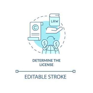 Turkuaz konsept simgesini belirle. İş dünyasının soyut fikirlerini ince çizgi çizimleri nasıl ihraç edilir? İzole bir taslak çizim. Düzenlenebilir felç. Arial, Myriad Pro-Kalın yazı tipleri