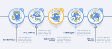 İş çemberi bilgi şablonu nasıl ihraç edilir. Veri görselleştirmesi 5 adımda. İşlem zaman çizelgesi bilgi şeması. Satır simgeleriyle çalışma akışı düzeni. Kullanılan Lato Kalın, Düzenli yazı tipleri