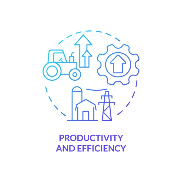 生产力和效率蓝色梯度概念图标 可再生能源的经济效益抽象概念细线说明 孤立的草图 Roboto Medium Myp Org Pro Bold字体使用 — 图库矢量图片