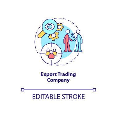 Ticaret şirketinin konsept simgesini ihraç et. Dış kaynak şirketi. İş türleri soyut fikir ince çizgi çizimi. İzole bir taslak çizim. Düzenlenebilir felç. Arial, Myriad Pro-Kalın yazı tipleri