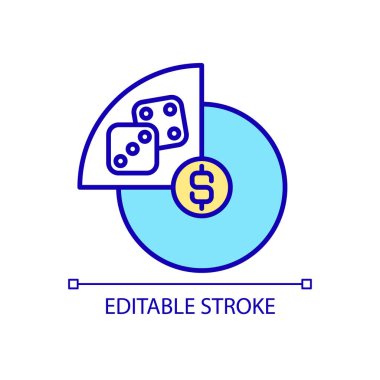 Kumar masrafları RGB renk simgesi. Bahisler için para harcamak. Planlama bütçesi. Finansal yetenekler. İzole vektör çizimi. Basit bir çizgi çizimi. Düzenlenebilir felç. Kullanılan Arial yazı tipi