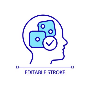 Kumar bağımlısı RGB renk ikonu. Kompülsif zihinsel bozukluk. Psikolojik tedavi. İzole vektör çizimi. Basit bir çizgi çizimi. Düzenlenebilir felç. Kullanılan Arial yazı tipi