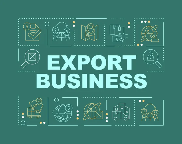 Eksportuj Pojęcia Biznesowe Ciemnozielony Baner Dystrybucja Międzynarodowa Infografika Ikonami Tle — Wektor stockowy