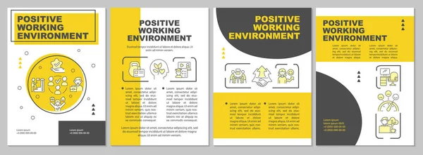 Bom Ambiente Trabalho Modelo Brochura Amarela Felicidade Dos Empregados Desenho —  Vetores de Stock