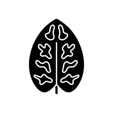 Dieffenbachia black glyph icon. Dumb cane plant leaf. Tropical flower. Common cause of allergic reaction. Allergy for plant. Silhouette symbol on white space. Vector isolated illustration