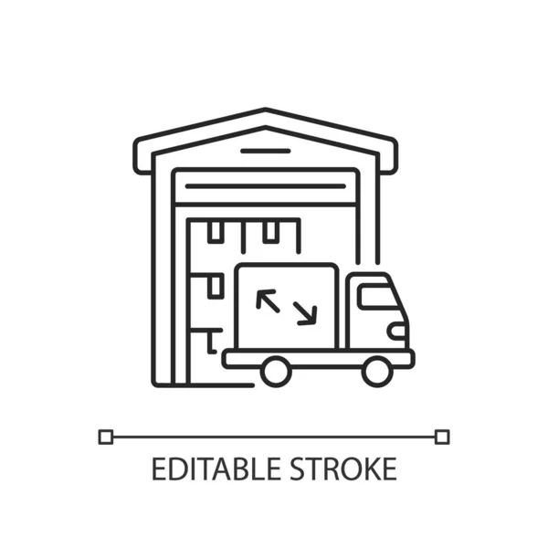 Складські Приміщення Лінійний Значок Вантажні Перевезення Бізнесу Комерційні Послуги Доставки — стоковий вектор