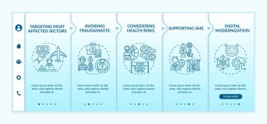 Hedefleme, taşıyıcı şablondaki etkilenen sektörleri hedef alıyor. Dijital modernleşme. Parasal kurtarma programları. Simgeli ilgili mobil web sitesi. Web sayfası basamak ekranları. RGB renk kavramı