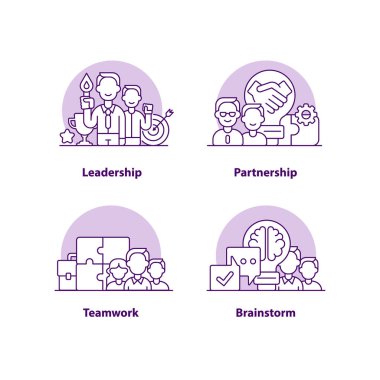 İş çözümleri yaratıcı UI konsept simgesi seti. Karar verme süreci soyut illüstrasyon. Takım çalışması ve beyin fırtınası. UX için izole vektör kavramsal sanat. Renk grafik tasarım ögesi paketi