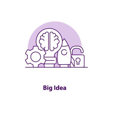 Büyük fikir yaratıcı UI konsept ikonu. İş çözümü soyut illüstrasyon. Fikir üretimi konsepti. İş başarısı. Yaratıcı düşünce. UX için izole vektör sanatı. Renk grafik tasarımı ögesi