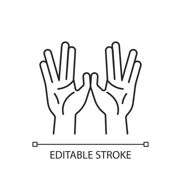 Bênção Sacerdotal Mãos Ícone Linear Símbolo Duas Mãos Bênção Sacerdotal —  Vetores de Stock