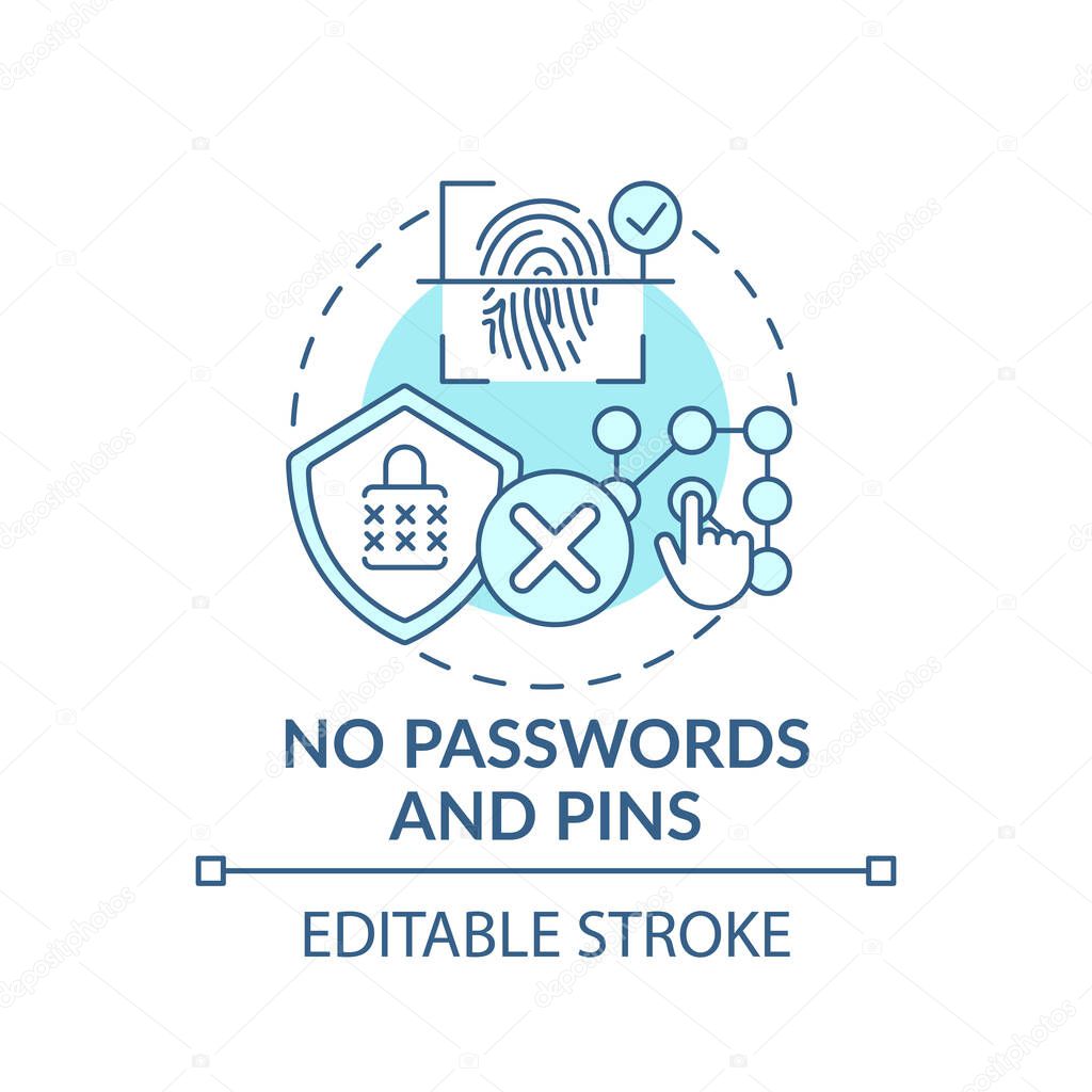 No passwords and pins concept icon. Unprotected information idea thin line illustration. Theft and introduction in personal life. Vector isolated outline RGB color drawing. Editable stroke