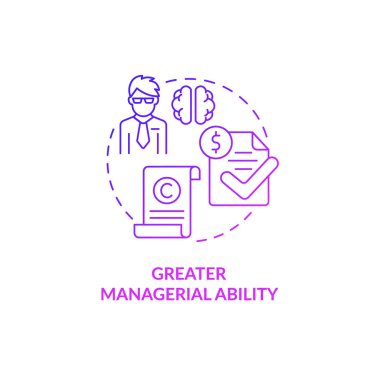 Daha büyük idari yetenek mor gradyan konsept ikonu. Yetenek ve beceriler. İhracat işi soyut fikir ince çizgi çizimi ile mücadele ediyor. İzole bir taslak çizim. Kullanılan sayısız Pro-Kalın yazı tipi