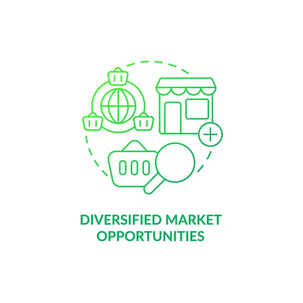 Oportunidades Mercado Diversificadas Icono Concepto Gradiente Verde Ventajas Comerciales Exportación — Vector de stock