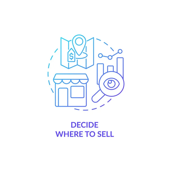 Decide Sell Blue Gradient Concept Icon Market Location Place Export — Stock Vector