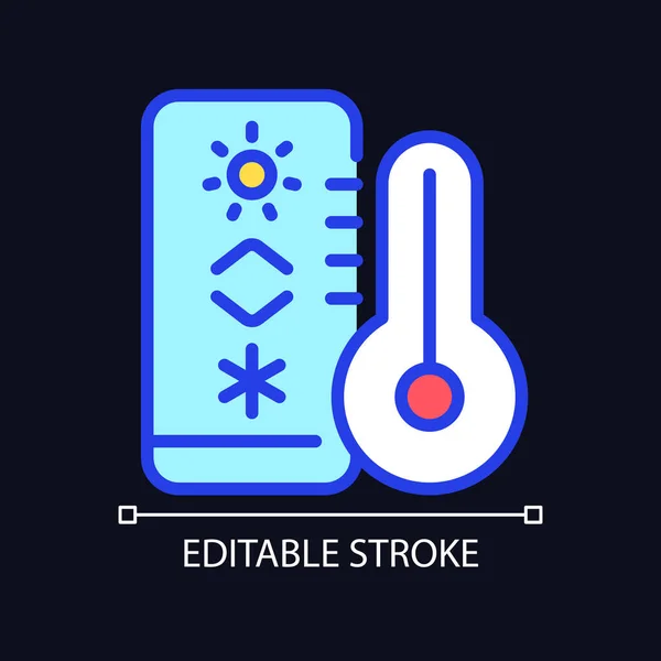 Temperatuurregeling Pixel Perfecte Rgb Kleurenpictogram Voor Donkere Thema Klimaatbeheersing Het — Stockvector