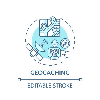Coğrafya konsepti ikonu. Açık hava aile aktiviteleri. Çocuklu aileler için açık hava eğlencesi ince çizgi çizimi fikri. Vektör izole edilmiş RGB renk çizimi. Düzenlenebilir vuruş