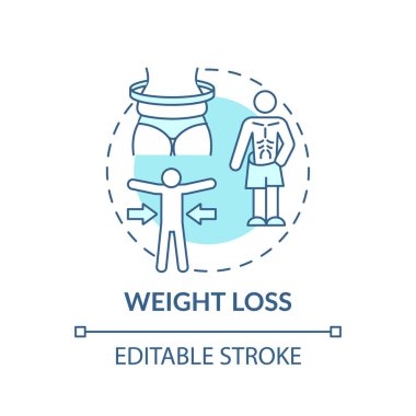 Kilo verme konsepti ikonu. Klinik tezahürleri ince çizgi çizimi fikri. Solunum bozuklukları ve yetersiz beslenme. İştahsızlık. Vektör izole edilmiş RGB renk çizimi. Düzenlenebilir vuruş