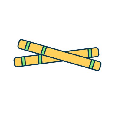 Hint Geleneksel RGB renk ikonu. Festival dansı için dansçı aksesuarları. Geleneksel Hindistan gelenekleri ve mirası. Etnik müzisyen. Doğu kültürü, doğu kültürü. İzole vektör illüstrasyonu