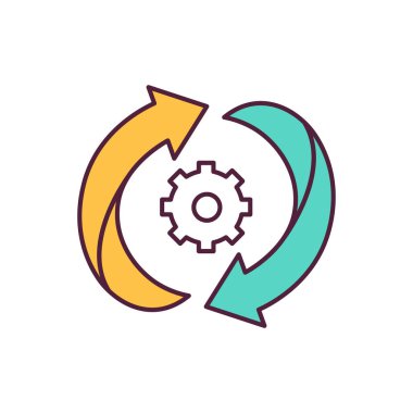 Oklar ve vites mavi RGB renk simgesi. Madde dolaşımı. Sürekli hareket halinde. İklim değişikliği ve adalet. Küresel ısınma Çevresel koruma. İzole vektör illüstrasyonu