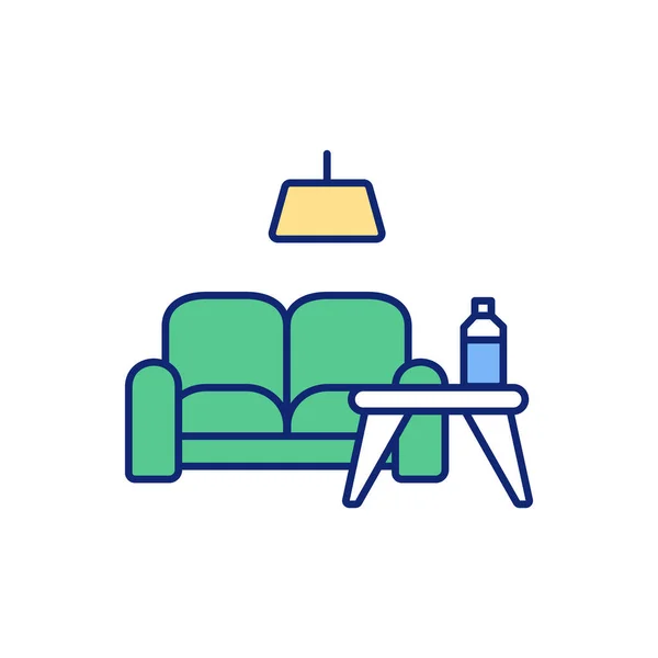 Icône Couleur Rvb Salon Dans Salon Ambiance Confortable Confortable Canapé — Image vectorielle
