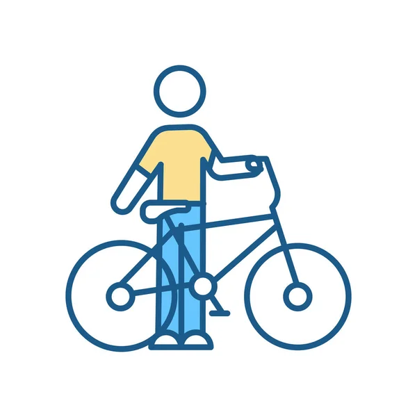Значок Цвета Rgb Езды Велосипеде Водитель Велосипедом Вождение Езда Велосипеде — стоковый вектор
