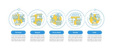 Nesneleri vektör bilgi şablonu düzenlemek. Öğeleri kategorilere ayırmak sunum tasarım elementleri. Veri görselleştirmesi 5 adımda. Zaman çizelgesi. Doğrusal simgelerle çalışma akışı düzeni