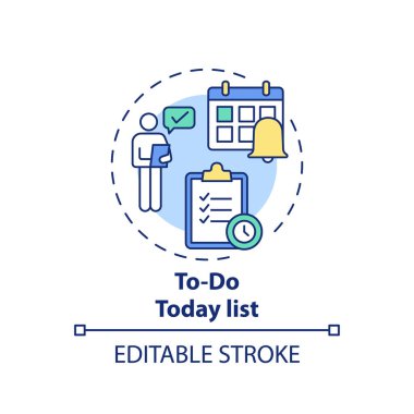 Yapılacaklar listesi konsepti simgesi. Erteleme fikrine karşı mücadele ince çizgi çizimi. Görevleri düzenlemek ve öncelik sıralamak. Stratejik programlama. Vektör izole edilmiş RGB renk çizimi. Düzenlenebilir vuruş