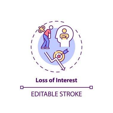 Faiz kaybı konsepti simgesi. Personel geliştirme dezavantajı ince çizgi çizimi. Yoğun eğitim seansları. Motivasyon süreci. Vektör izole edilmiş RGB renk çizimi. Düzenlenebilir vuruş