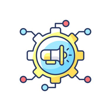 Viral pazarlama RGB renk simgesi. Şirket ürünlerini veya hizmetlerini tanıtmak için mevcut sosyal ağları kullanan iş stratejisi. İzole vektör illüstrasyonu