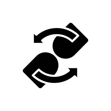 Siyah kabartma simgesi yükleniyor. Uzak sunucudan veri geliri bekleniyor. Uygulamanın farklı sayfaları aktarması için zaman gerekli. Beyaz uzayda siluet sembolü. Vektör izole illüstrasyonu