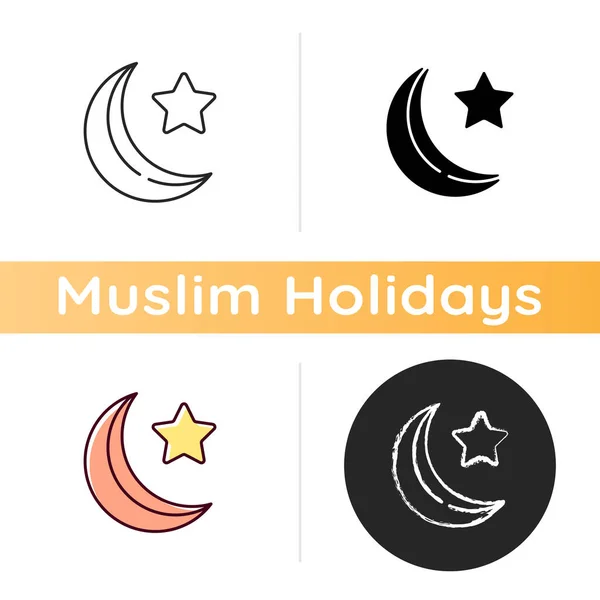 Icona Stella Mezzaluna Grande Simbolo Dell Islam Insegnamento Religioso Che — Vettoriale Stock
