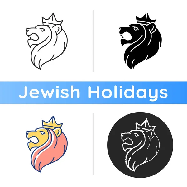 Judejska Ikona Lwa Żydowski Symbol Narodowy Kulturowy Siła Królestwo Znak — Wektor stockowy