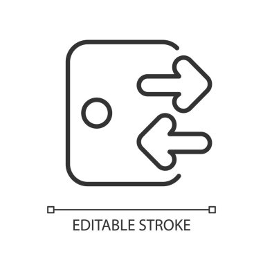 Giriş ve çıkış piksel mükemmel doğrusal simge. Yaradılış formunu imzala. Uygulama kullanım oturumundan sonra imzalayın. İnce çizgi özelleştirilebilir illüstrasyon. Contour sembolü. Vektör izole çizim. Düzenlenebilir vuruş