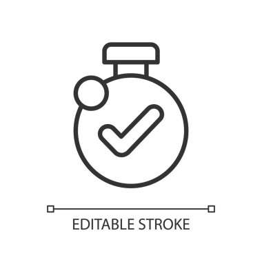 Zamanlayıcı piksel mükemmel doğrusal simge. Zaman akışı için saat kullanılıyor. İzleme süresi. İnce çizgi özelleştirilebilir illüstrasyon. Contour sembolü. Vektör izole çizim. Düzenlenebilir vuruş