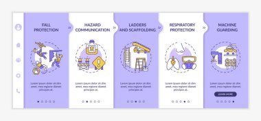 Üst düzey iş güvenliği ihlalleri vektör şablonunda. Düşen yüksek mevkilerden koruma. Simgeli ilgili mobil web sitesi. Web sayfası basamak ekranları. RGB renk kavramı