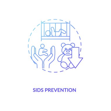 SIDS önleme konsepti simgesi. Emzirme uzmanları. Ani bebek ölümü önleme süreci. Annelik fikri ince çizgi çiziminden yararlanır. Vektör izole edilmiş RGB renk çizimi