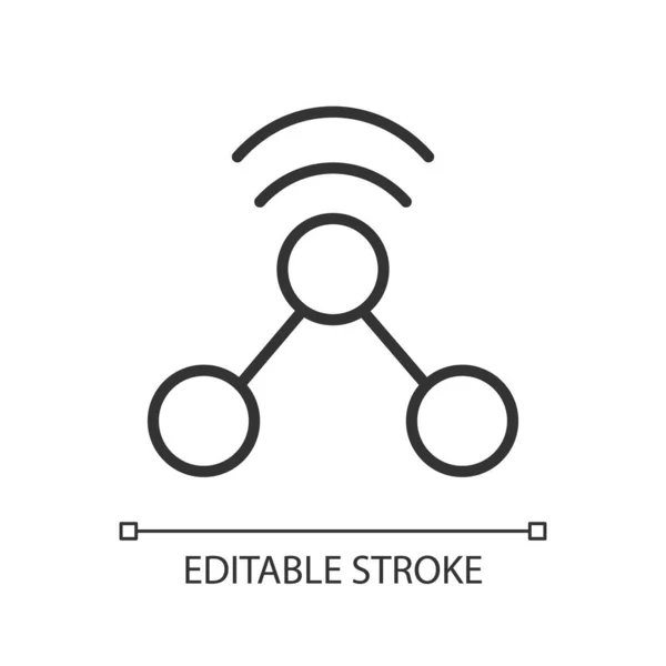 Comparte Píxeles Icono Lineal Perfecto Envía Datos Diferentes Otros Usuarios — Vector de stock